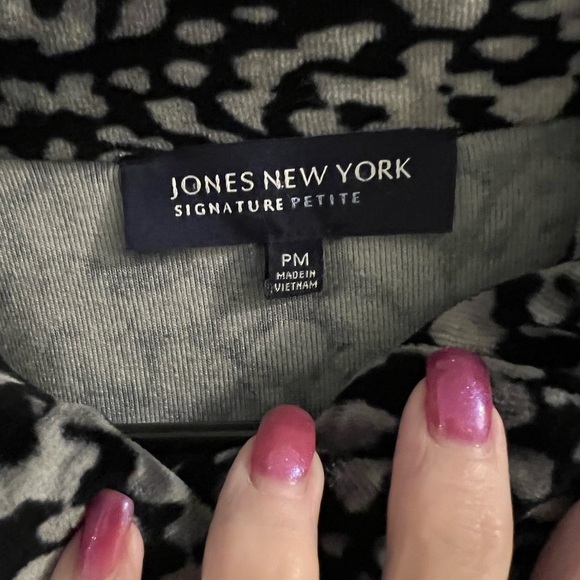 Jones NY black gray animal print button up jacket size pm - Picture 4 of 9